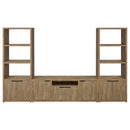 Noriega - 3 Piece TV Entertainment Center, Open & Concealed Storage - Wood by HouseOfZazla