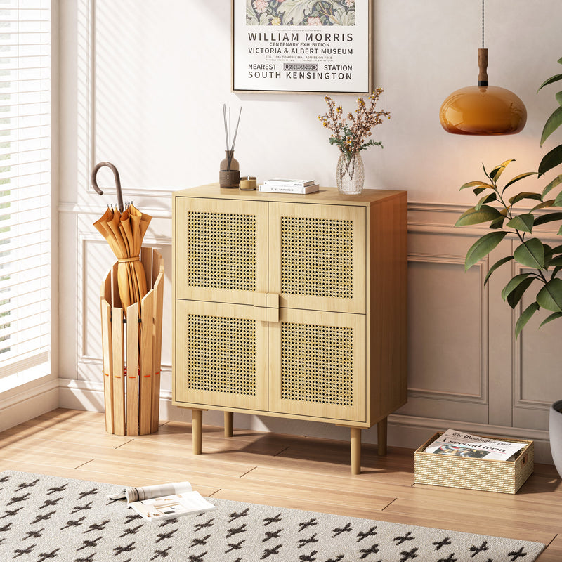 Walker Edison | Rattan Mesh Entryway Storage Accent Cabinet