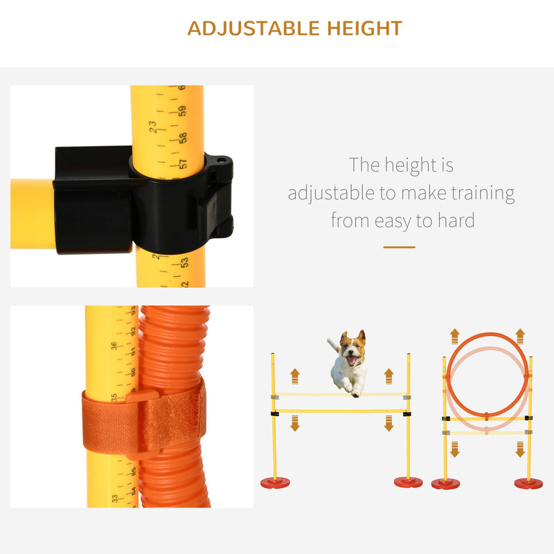 4-Piece Dog Agility Training Equipment Doggie Obstacle Course with Tunnel, Hurdle Bar, Hoop, Weave Poles, and Easy Carry Case