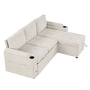 Convertible L Shaped Sofa Couch With Storage, Cup Holders, USB Ports by HouseOfZazla
