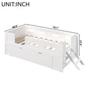 Platform Bed With Guardrail And Drawer