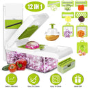 12 In 1 Vegetable Chopper with Container Kitchen Food Slicer Dicer Grater Peeler Egg Separator Hand Protector for Onion Salad Potato