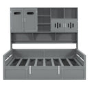 Daybed With All-In-One Cabinet And Shelf