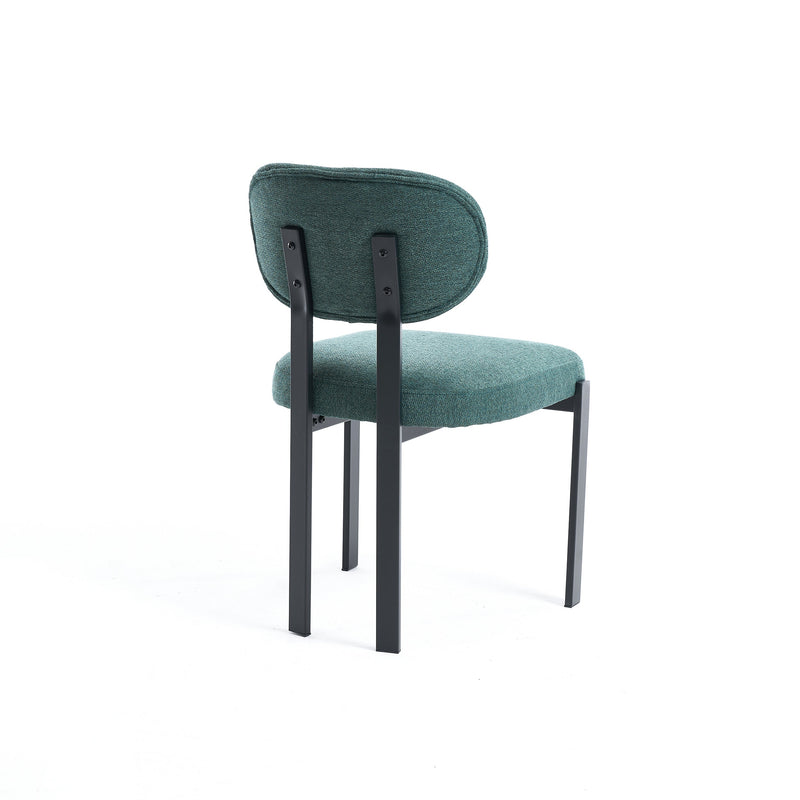 Modern Dining Room Chairs Set of 2, Mid-Century Upholstered Boucle Kitchen Dining Chairs with Black Metal Legs