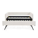 Daybed with Trundle Upholstered Tufted Sofa Bed, Twin Size, Boucle Fabric, Beige (83'x43'x29.5')