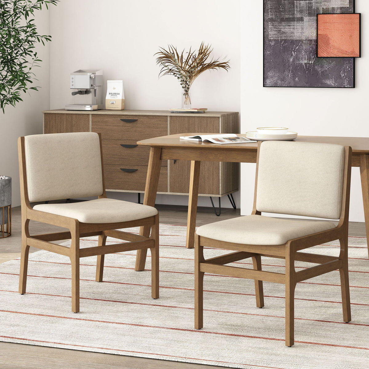 Contemporary Dining Chair Set Upholstered Fabric With Rubberwood Frame, photo 11 of 14
