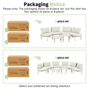 6 Piece Patio Set, Half Moon Outdoor Sectional Sofa With 2 High Low Coffee Tables, 4 Pillows & Cushions by HouseOfZazla