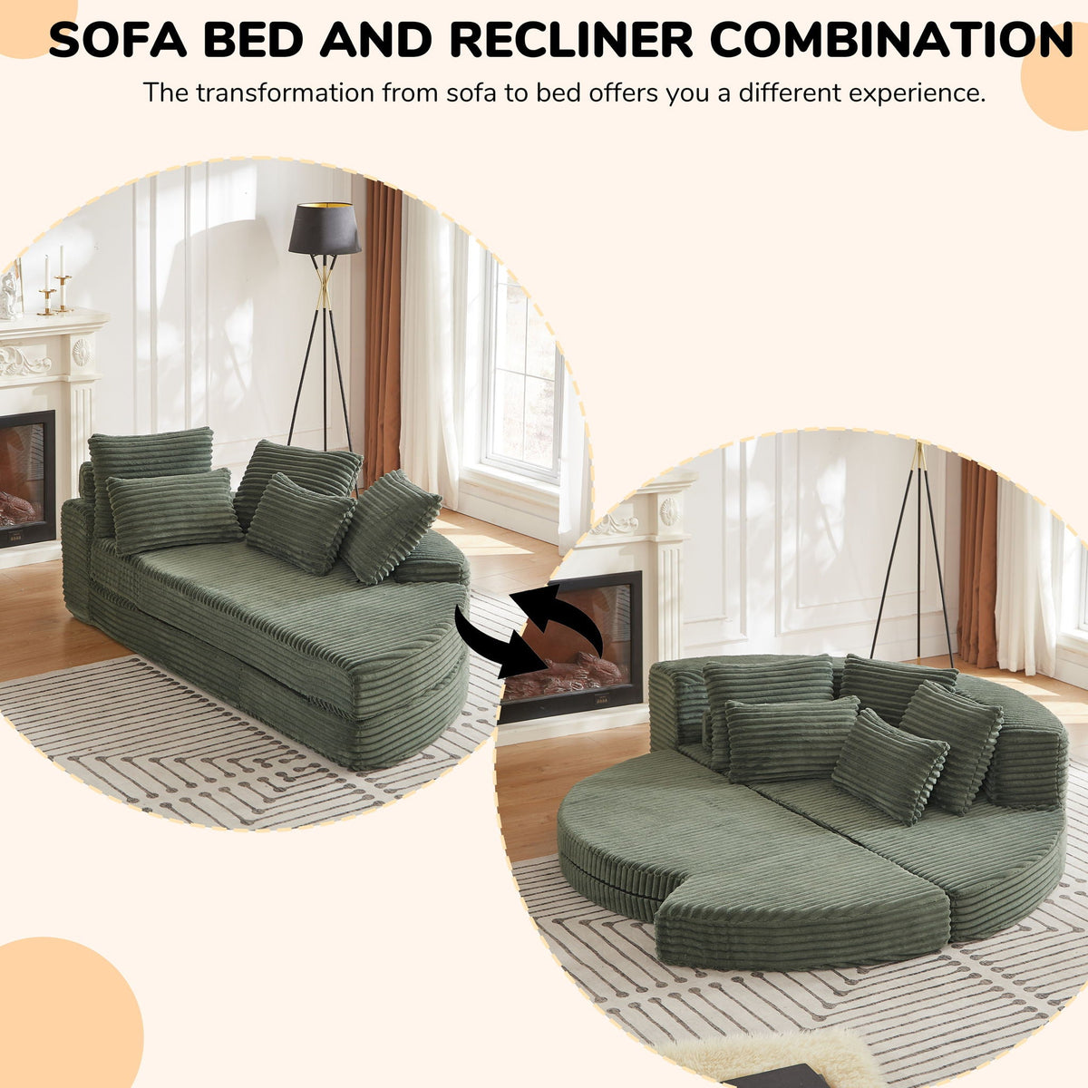 Semi Circular 2 In 1 Sofa Bed With Neck Pillow, photo 24 of 40
