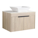 30" Modern Design Float Bathroom Vanity With Ceramic Basin Set, Wall Mounted White Oak Vanity With Soft Close Door, KD-PackingD-Packing Pieces