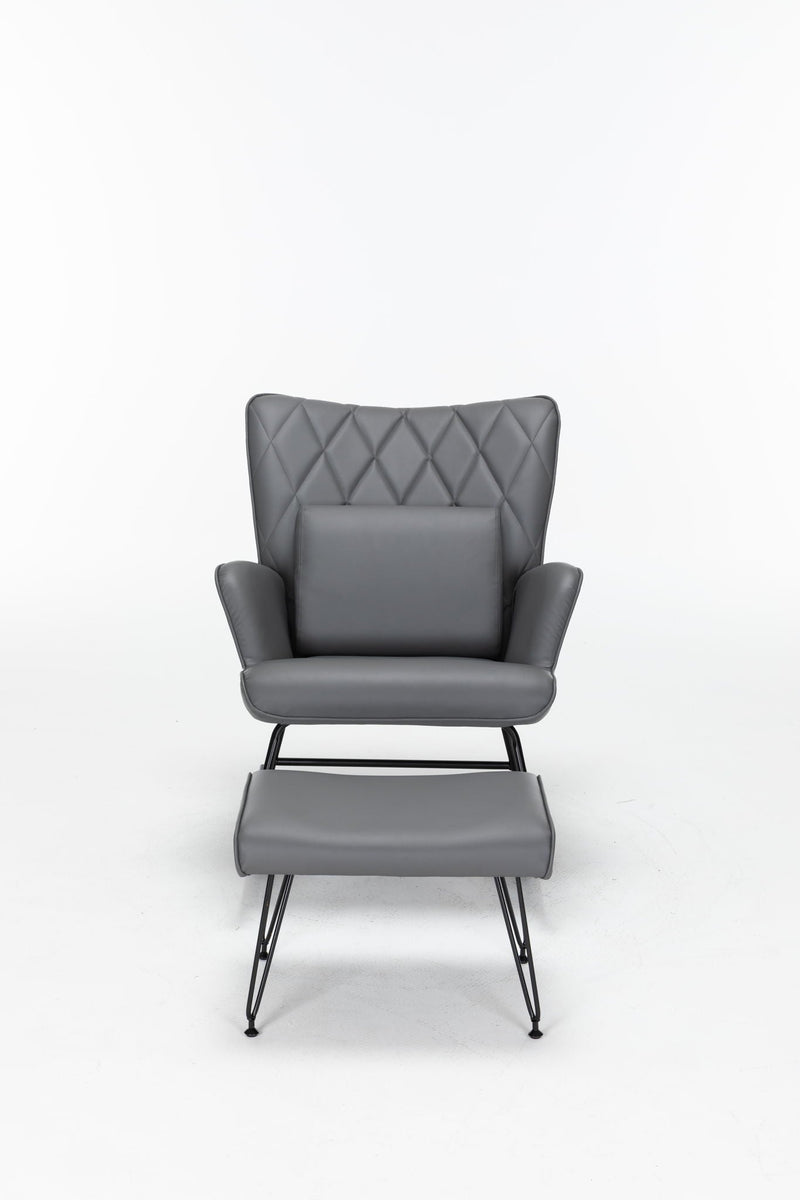 Rocking Accent Chair With Lumbar Pillow And Ottoman, photo 5 of 10
