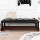 Bedroom End Of Bed Bench Tufted Upholstered End Of Bed Bench End Of Bed Entrance Shoe Bench With Nailhead Trim And Shelf Bedroom Upholstered Bench Living Room Shoe Rack Footstool
