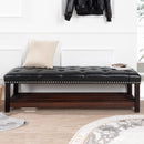 Bedroom End Of Bed Bench Tufted Upholstered End Of Bed Bench End Of Bed Entrance Shoe Bench With Nailhead Trim And Shelf Bedroom Upholstered Bench Living Room Shoe Rack Footstool by HouseOfZazla