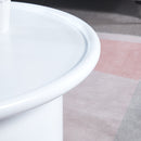 2 Pieces White MDF Round Coffee Table Set for Living Room, Bedroom