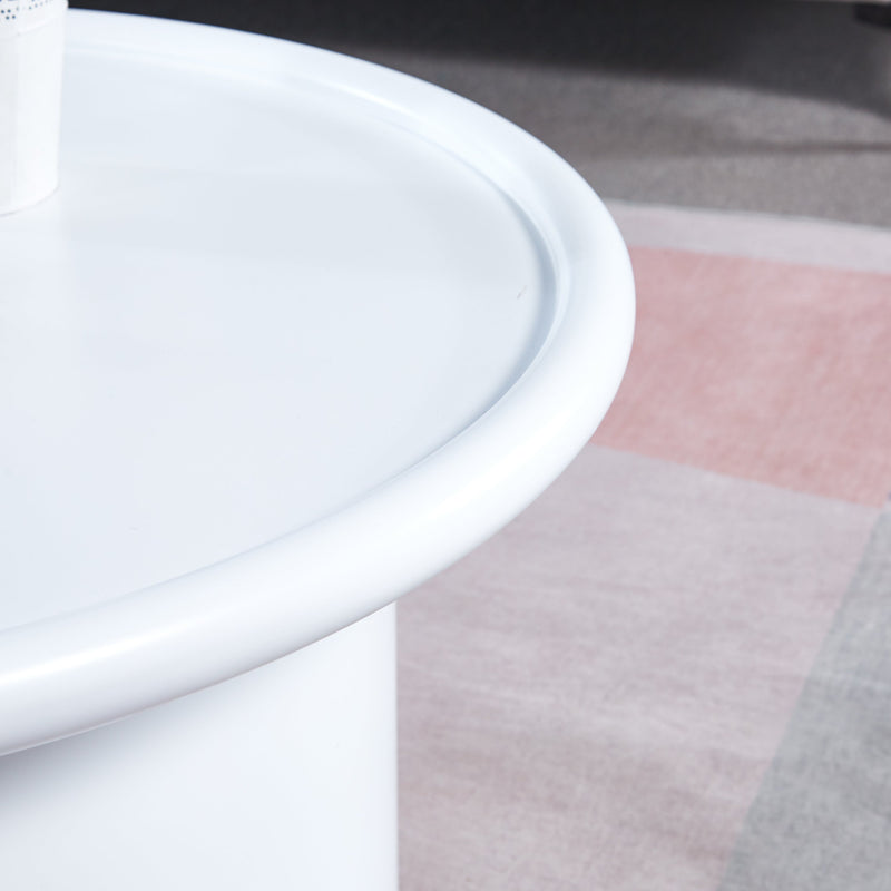 2 Pieces White MDF Round Coffee Table Set for Living Room, Bedroom