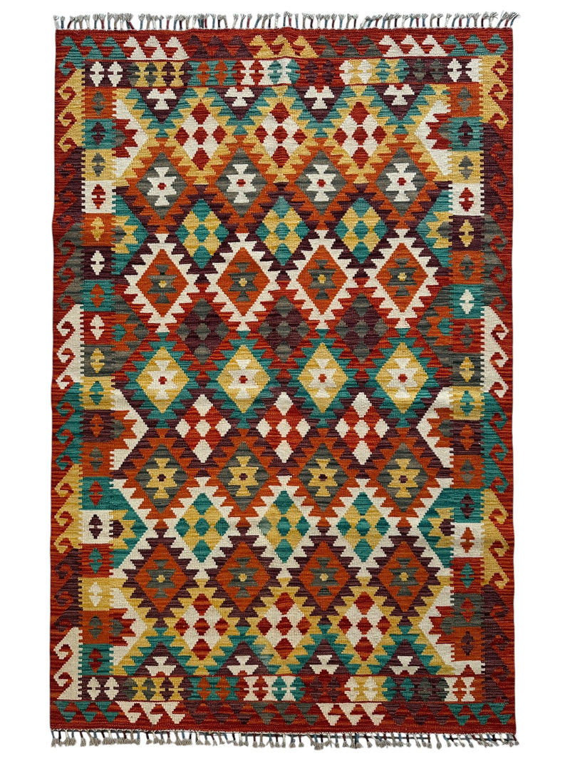 Afghani Maimana Kilim Wool Rug 4’3” x 6’7”