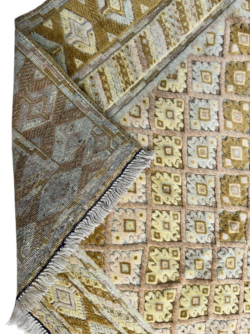 Hand-Knotted Afghani Nakhunak Wool Rug - 4' x 4'11"