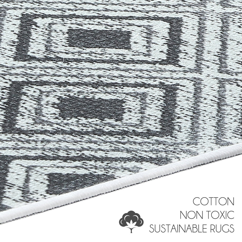 Geometric Design 3 Piece Bathroom Rugs Set |Gray