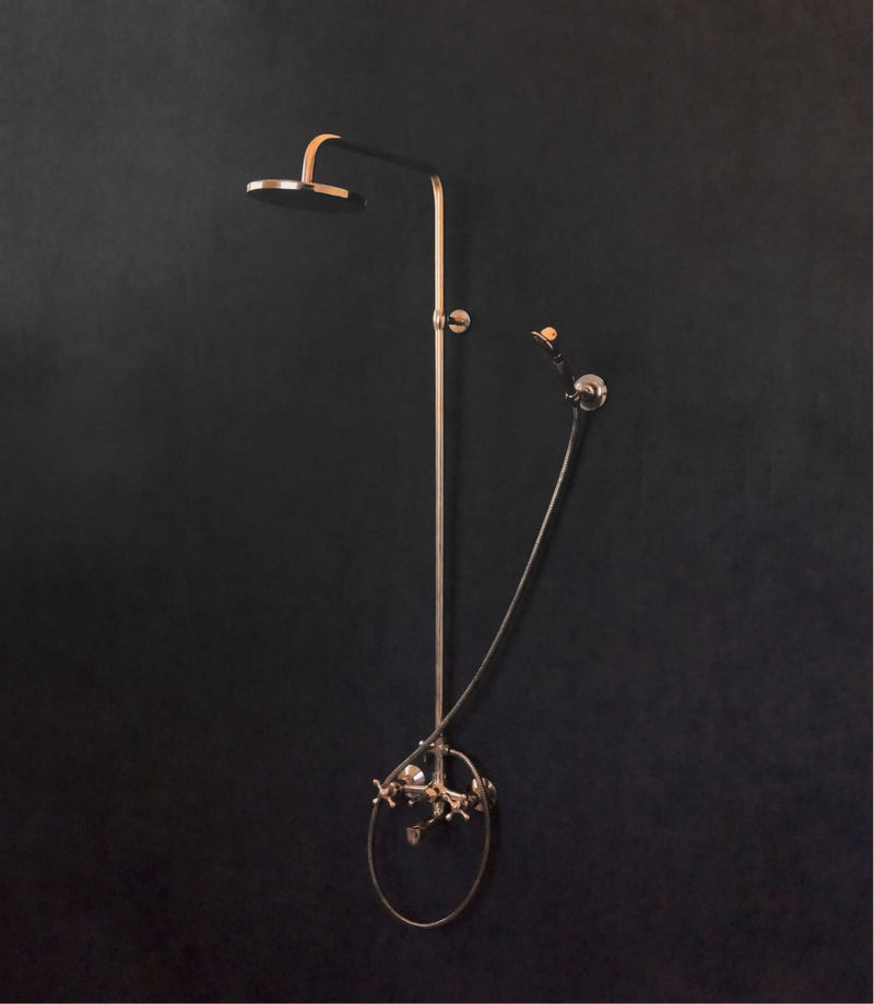 Luxury Shower System With Tub Filler - Unlacquered Braas Shower - BRASSMA