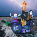7 Feet Long Halloween Inflatable Pirate Ship with LED Lights Blower by LJGDeals