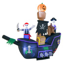 7 Feet Long Halloween Inflatable Pirate Ship with LED Lights Blower by LJGDeals