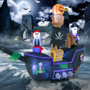 7 Feet Long Halloween Inflatable Pirate Ship with LED Lights Blower by LJGDeals