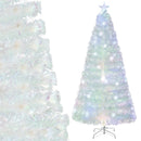 5/6/7 Feet Pre-Lit White Artificial Christmas Tree with Iridescent Leaves by LJGDeals