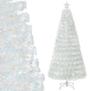 5/6/7 Feet Pre-Lit White Artificial Christmas Tree with Iridescent Leaves