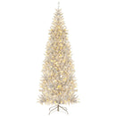 6/7 FT Pre-Lit Artificial Silver Tinsel Xmas Tree with 790 Branch Tips and 300 LED Lights by LJGDeals