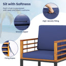 7 Pieces Patio Acacia Wood Dining Chair and Table Set for Backyard and Poolside-Navy by LJGDeals