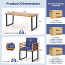 7 Pieces Patio Acacia Wood Dining Chair and Table Set for Backyard and Poolside-Navy by LJGDeals