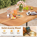 7 Pieces Outdoor Dining Set Acacia Wood Table with Umbrella Hole and Cushions by LJGDeals