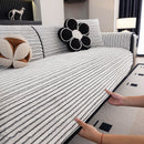 Plush Striped Couch Seat and Backrest Cover, Non-Slip Individual Sofa Protector