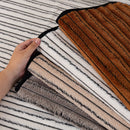 Plush Striped Couch Seat and Backrest Cover, Non-Slip Individual Sofa Protector