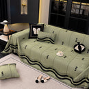 Chenille Sofa Throw Cover, Textured Chevron Decorative Couch Blanket for Living Room