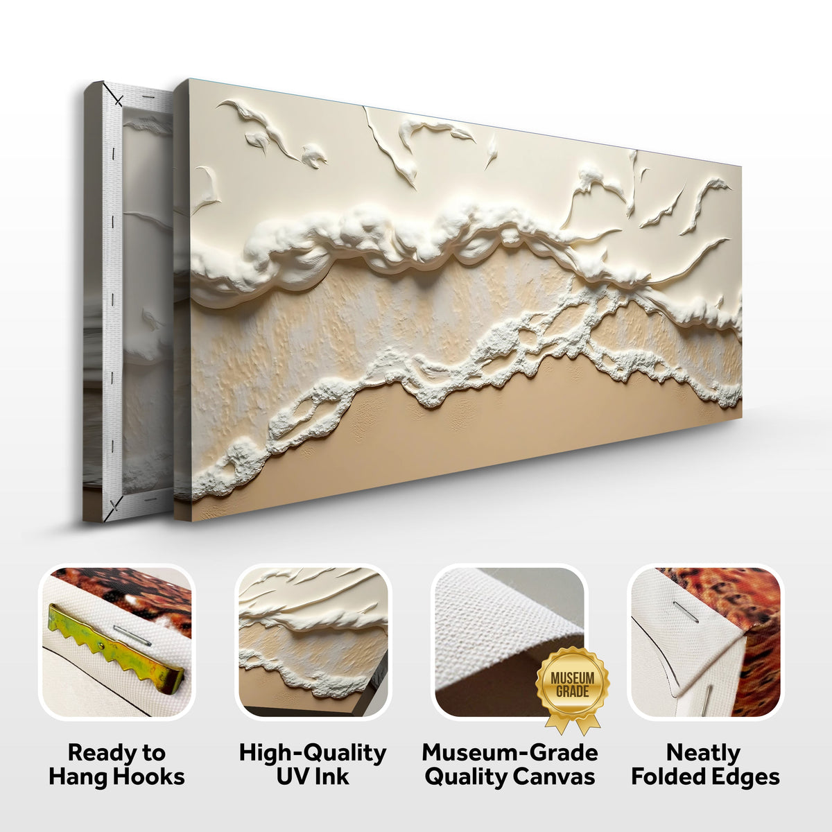 Beige Abstract Ocean Waves Wall Art, photo 8 of 10