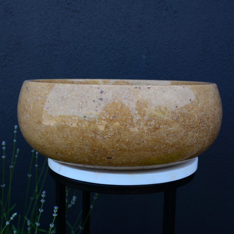 Noce Brown Travertine Vessel Sink - Handcrafted Natural Stone, photo 2 of 9