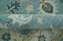 Custom Made Aqua, Ivory and Beige Hand Tufted Oriental Oushak wool area rug