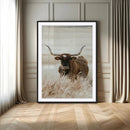 Texas Longhorn Wall Art Canvas Print – Brown Horned Bull