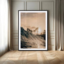 Golden Hour Ocean Wave Wall Art Canvas Print – Framed
