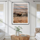 Solitary Buffalo Wall Art Canvas Print – Framed Golden