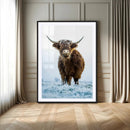 Highland Cow Wall Art Canvas Print – Framed Frosty Winter