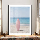 Pink Surfboard Canvas Wall Art, Minimalist Beach Photography by MyGreatCanvas | Canvas Wall Art Prints | Photo Prints & Wall Decor