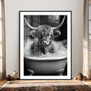 Highland Cow Bathtub Canvas Wall Art, Funny Bathroom Print by MyGreatCanvas | Canvas Wall Art Prints | Photo Prints & Wall Decor