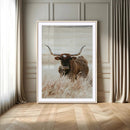 Texas Longhorn Wall Art Canvas Print – Brown Horned Bull