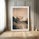 Golden Hour Ocean Wave Wall Art Canvas Print – Framed