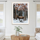 Winter Deer Landscape Wall Art Canvas Print – Serene Snowy