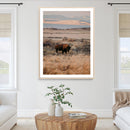 Solitary Buffalo Wall Art Canvas Print – Framed Golden