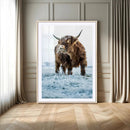Minimalist Scottish Highland Cow Wall Art Canvas Print –
