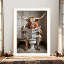Funny Bathroom Canvas Wall Art, Texas Longhorn on Toilet by MyGreatCanvas | Canvas Wall Art Prints | Photo Prints & Wall Decor