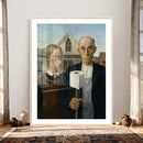 Funny Bathroom Canvas Wall Art, Grant Wood American Gothic by MyGreatCanvas | Canvas Wall Art Prints | Photo Prints & Wall Decor